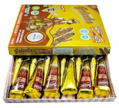 12x Golecha Dark Brown Henna Mehendi Cone - Image 3